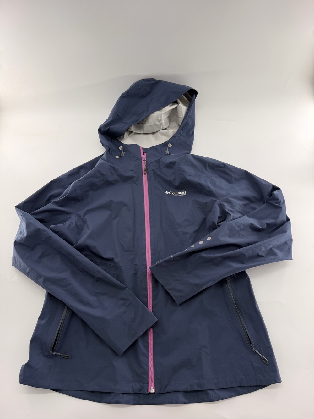 Columbia Windbreaker Navy Blue Rain Jacket Lightweight Women’s XL Reflective